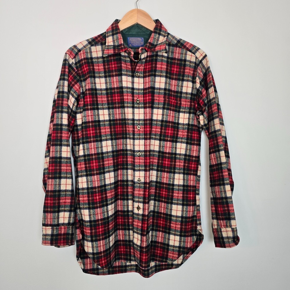 Vintage Pendleton Mens Virgin Wool Plaid Button Down Shirt Size‎ M USA Made